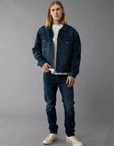 Slim Fit Jeans-Mild Washed Dark Blue