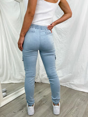 Sky Blue Cargo Trouser For Women