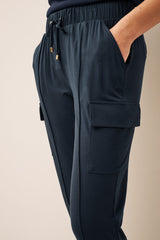 Navy Blue Cargo Trouser For Women