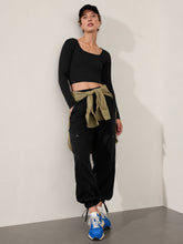 Black Cargo Trouser For Womens