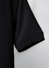 TEXTURED KNIT BLACK POLO SHIRT