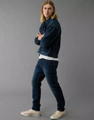 Slim Fit Jeans-Mild Washed Dark Blue