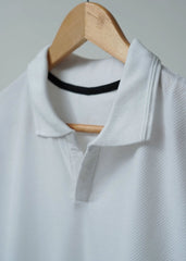 TEXTURED KINT WHITE POLO SHIRT