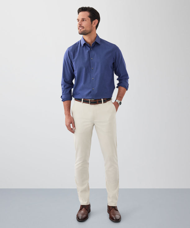 Soft Beige Cotton Casual Pant