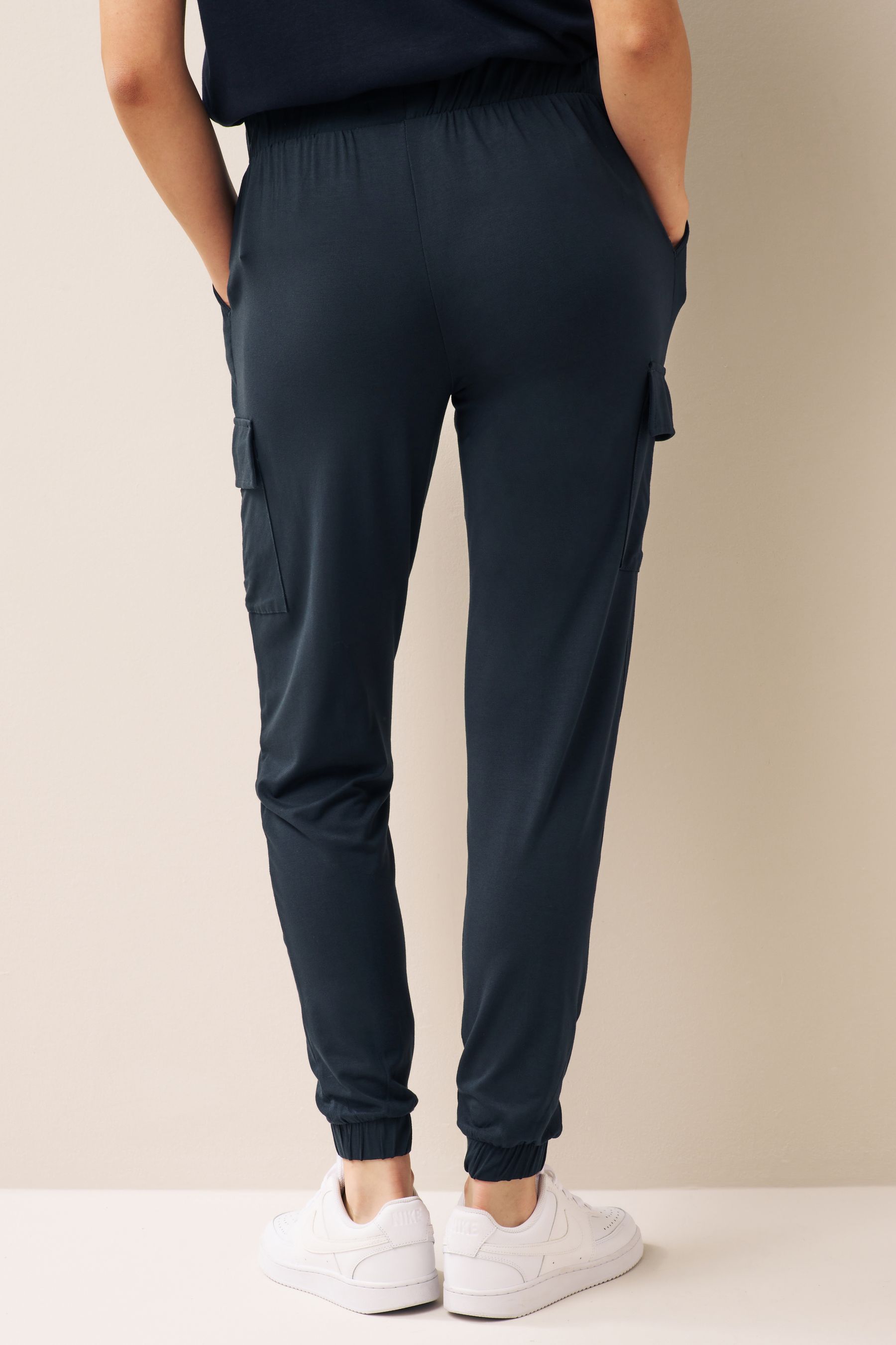 Navy Blue Cargo Trouser For Women