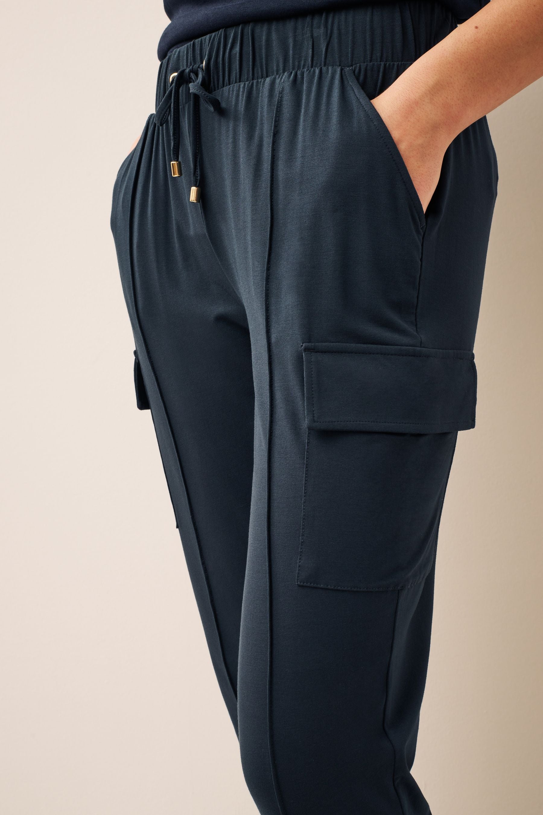 Navy Blue Cargo Trouser For Women
