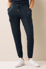Navy Blue Cargo Trouser For Women
