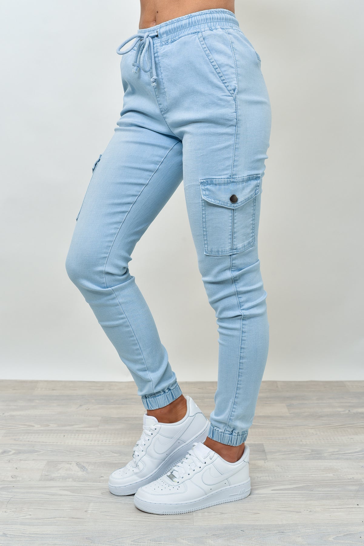 Sky Blue Cargo Trouser For Women