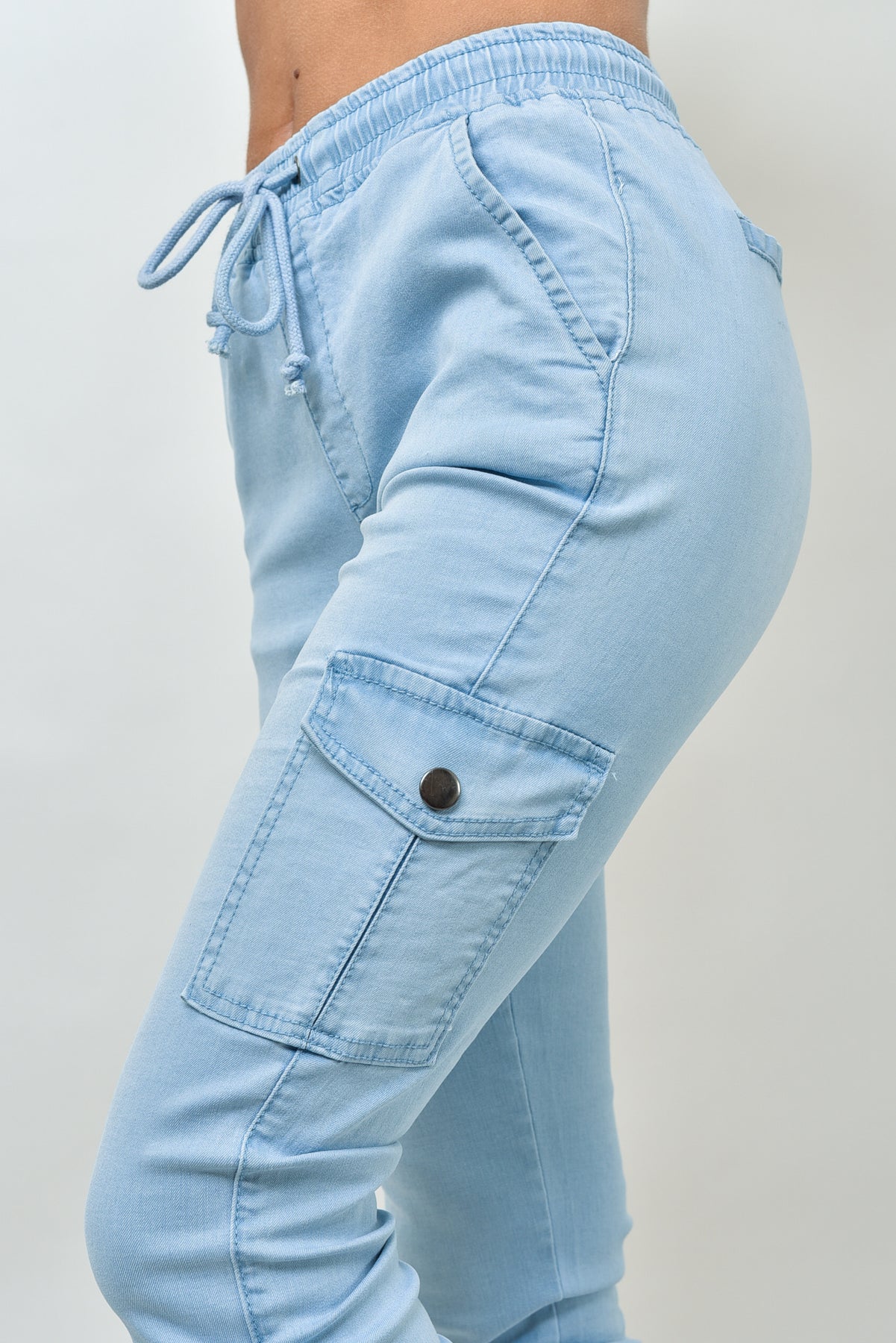 Sky Blue Cargo Trouser For Women