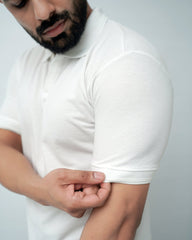 TEXTURED KINT WHITE POLO SHIRT